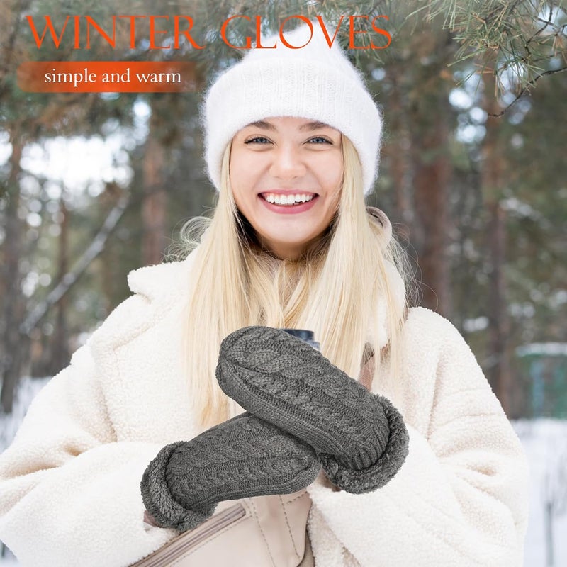 AURUZA Winter Warm Mittens for Women, Cozy Thick Knitted Gloves & Mittens Warm Soft Lining Cold Weather Accessories Gifts - Image 5